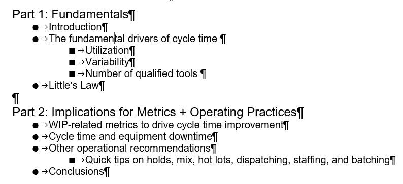 Remote Cycle TIme Course Outline